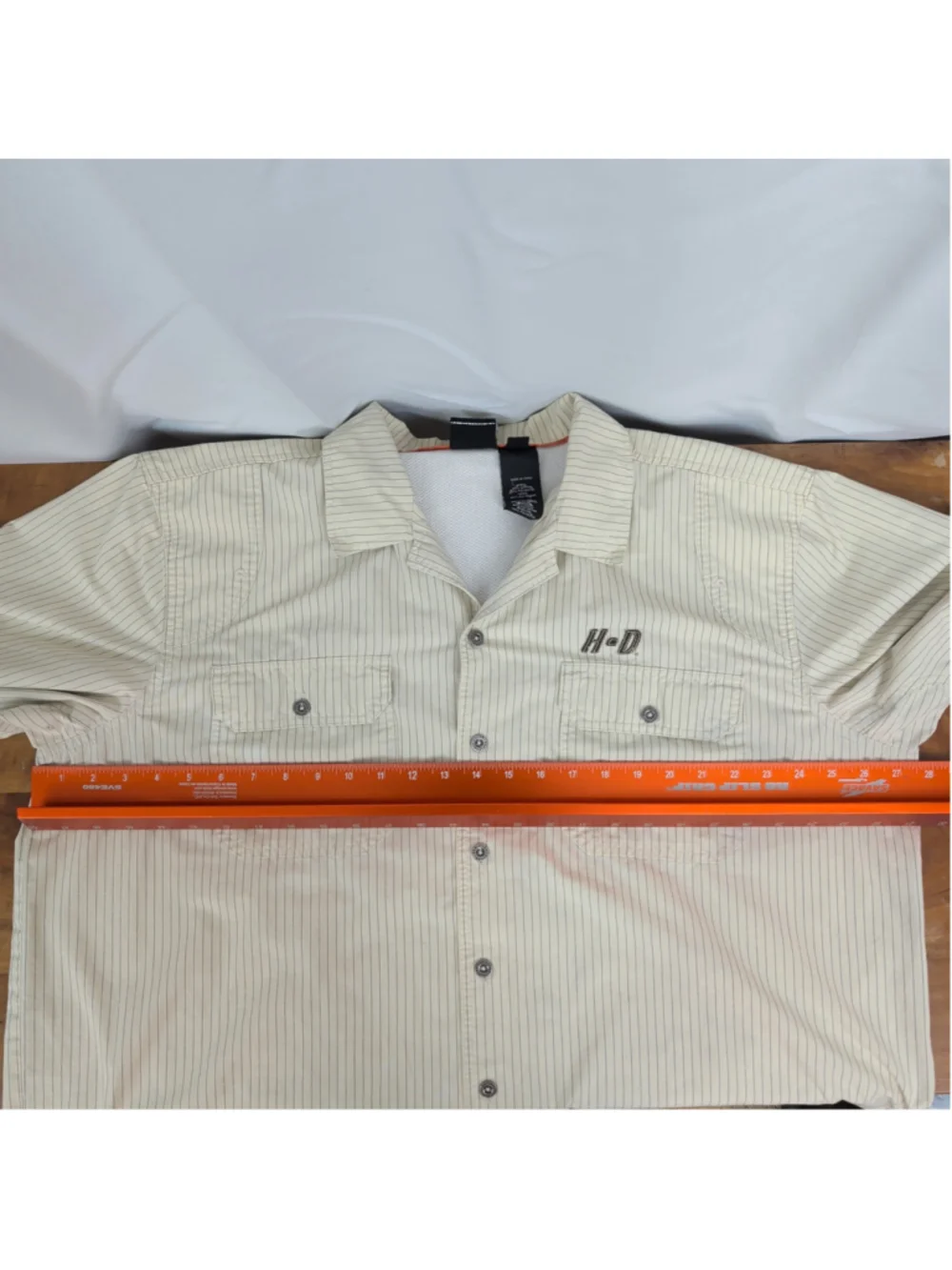 Harley Davidson Short Sleeve Button Up Striped Baseball Style Shirt XXL